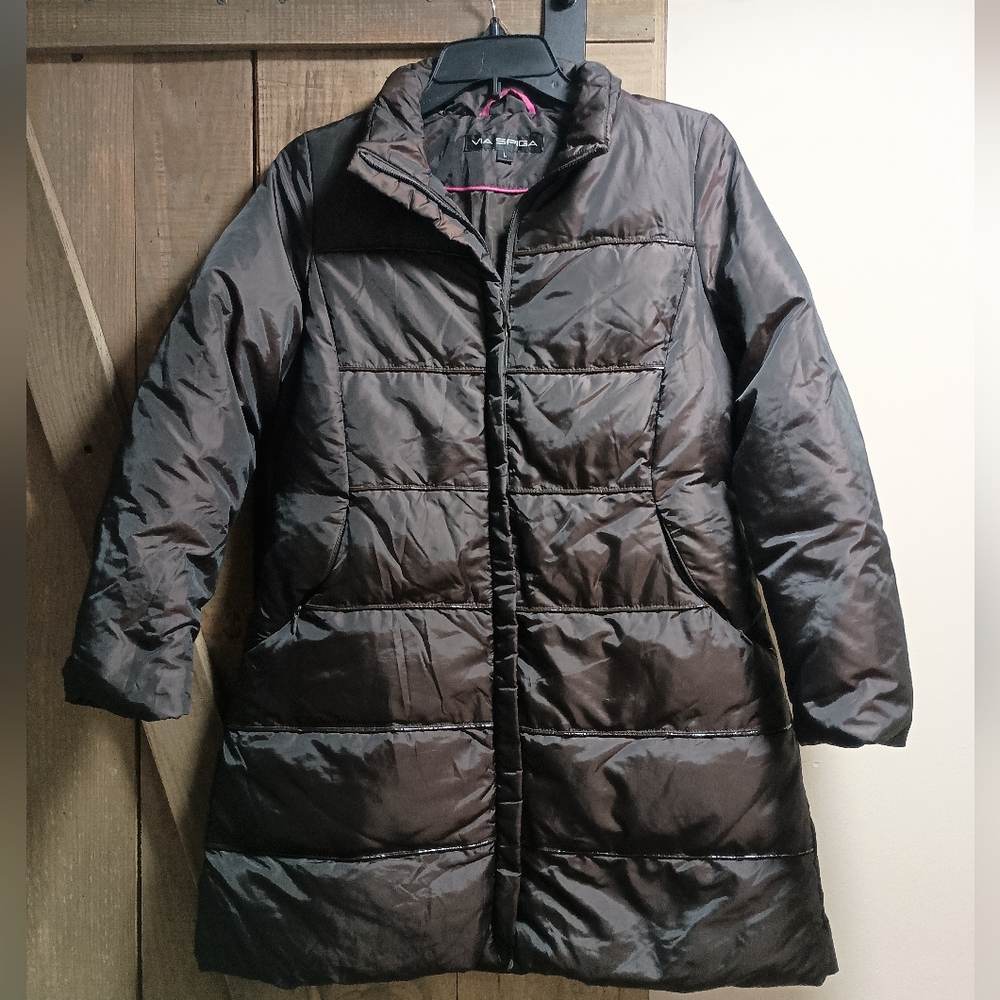 Via Spiga Puffer Coat with Down Blend Brown